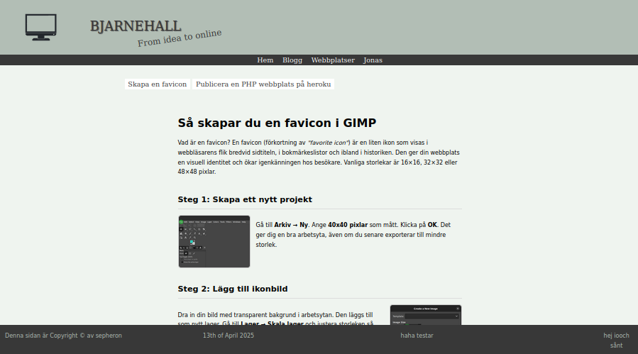 PHP-Webbplats Exempel